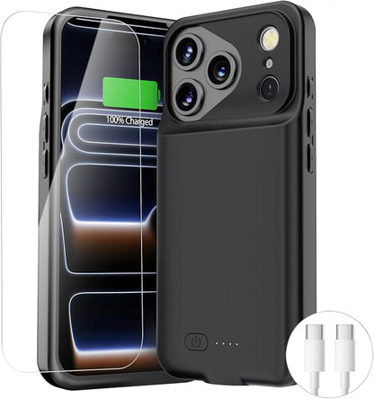 BOPPS Battery Case for iPhone 17 Pro 【2026 New】 Powerful 8500mAh Portable Charger Case 360°Protection Rechargeable Extended Charging case for iPhone 17 Pro 6.3inch,(Black)