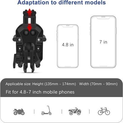 Motorcycle Rear View Mirror Phone Mount Compatible with 4.8-7" Cell Phone 360° Rotatabe Motorbike Rearview Mirror Phone Holder with Vibration Dampener for Motorcycle ATV Scooter Moped Bike Stroller