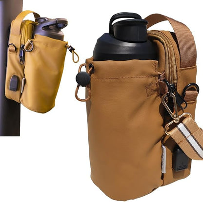Magnetic Gym Sling Bag for Men & Women | Waterproof Travel Bag with Bottle Holder, USB Port, Adjustable Strap & Phone Pocket (MAX 50oz / 1.5L Bottle)