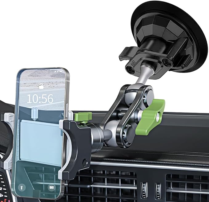 Suction Cup Phone Mount, Ultra-Stable Phone Holder for Vlog Shooting, 360 Rotation for Windshield, Roof Glass, Car Window, Fit for All Smartphones