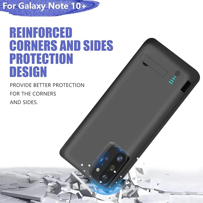 Battery Case for Samsung Galaxy Note 10+ Plus 5G, 6000mAh Rechargeable Extended Battery Charging Case, External Battery Charger Case, Add 100% Extra Juice
