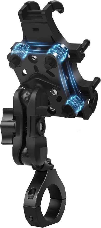 ZIDIYORUO Anti-Vibration UTV Phone Mount Heavy Duty, Full Protection SXS Phone Holder with Aluminum Bracket Fit for 1.75-2" Roll Cage, Adjustable UTV Cell Phone Holder Holds 4.7-7.1" Phones