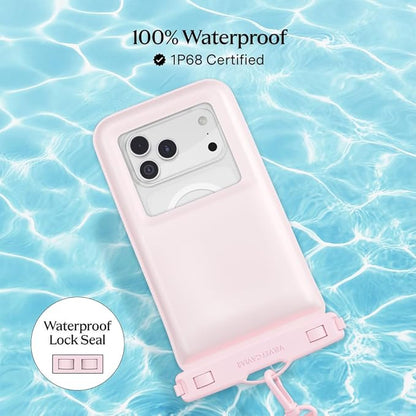 VELVET CAVIAR Waterproof Phone Pouch with Lanyard | IP68 Floating Case for iPhone & All Phones | Dry Bag for Snorkeling, Beach, Kayaking | Travel & Cruise Essentials for Women (Pink Strawberry Milk)