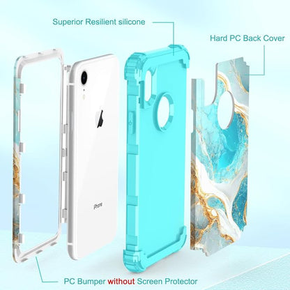 Hocase for iPhone XR Case, Heavy Duty Shockproof Protection Soft Silicone Rubber+Hard Plastic Bumper Hybrid Dual Layer Protective Case for iPhone XR (6.1-inch Display) 2018 - Teal