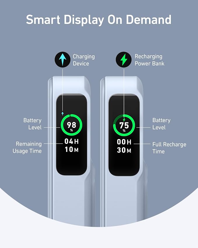 Anker MagGo Power Bank, Qi2 Certified 15W Ultra-Fast MagSafe-Compatible Portable Charger, 10,000mAh Battery Pack with Smart Display and Foldable Stand, For iPhone 15/14/13/12 Only(USB-C Cable Include)