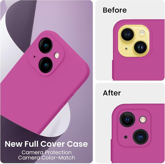 FireNova Designed for iPhone 14 Case, Silicone Upgraded [Camera Protection] Phone Case, Soft Anti-Scratch Microfiber Lining Inside, 6.1 inch, Shocking Pink
