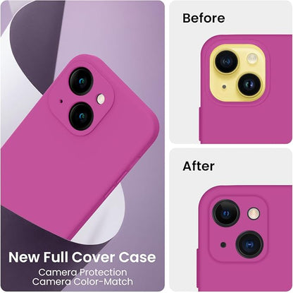 FireNova Designed for iPhone 14 Case, Silicone Upgraded [Camera Protection] Phone Case, Soft Anti-Scratch Microfiber Lining Inside, 6.1 inch, Shocking Pink
