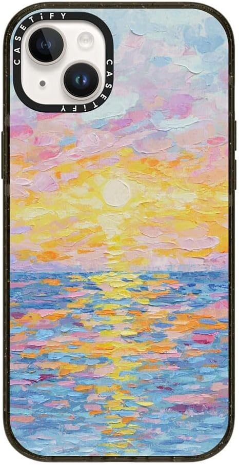 CASETiFY Impact iPhone 14 Plus Case [4X Military Grade Drop Tested / 8.2ft Drop Protection/Compatible with Magsafe] - Frosted Sunset - Clear Black