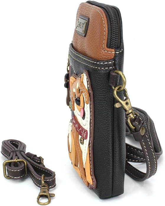 CHALA Dog Collection Cell Phone Crossbody Purse-Women PU Leather/Canvas Multicolor Handbag with Adjustable Strap