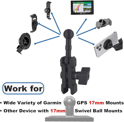 17mm Ball Mount Extension Adapter, 360° Rotation Extension Rod for Jeep Car Air Vent Dashboard 17mm Phone Holder, Compatible with Garmin GPS Mount, Aluminum