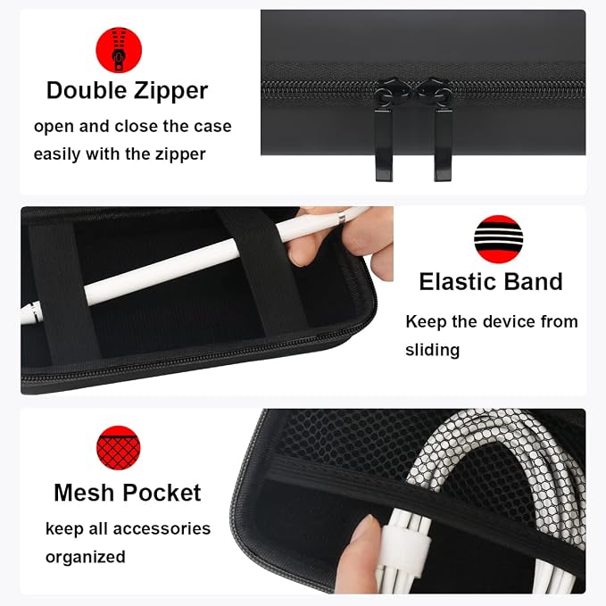 Elonbo Carrying Case for Apple MagSafe Charger Battery Pack, Hard Travel Organize Bag for Mag Safe Magnetic Power Bank for iPhone 13/13 Pro, Extra Mesh Pocket Fits Power Adapter Cable, Black+Black