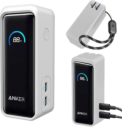 NOUKAJU Case for Anker Prime Power Bank 9600mAh 65W Output Silicone Protective Cover, Drop-Proof,Scratch-Proof,Shock-Proof,Protective Case for Anker Prime Power Bank 9600mAh(White)