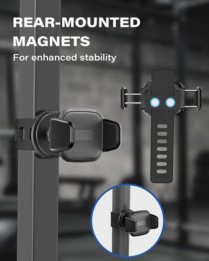 OQTIQ Phone Holder for Peloton Bike, Exercise Bike 360° Rotatable Handlebar Phone Mount with Adjustable Silicone Strap for Stroller, Shopping Cart, Gym – Fit for 4.7"-6.9" Smartphones