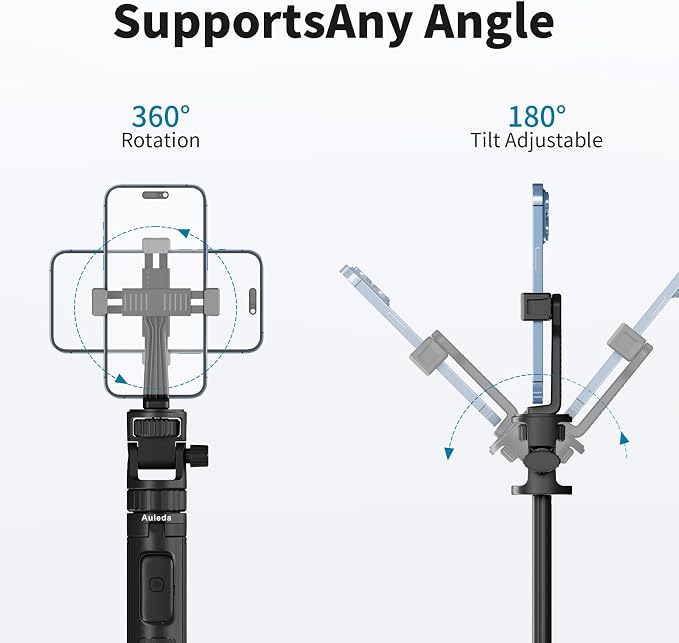 70" Selfie Stick Tripod for Gopro Action Camera, Lightweight Phone Tripod Stand with Wireless Remote & Phone Holder, Compatible with iPhone, GoPro, DJI, Insta360