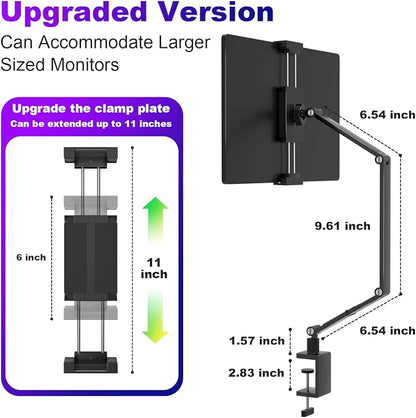 Tablet Stand Holder for ipad,Portable Monitor Stand for 6-18.5 ",Adjustable Foldable Tablet Arm iPad Desk Mount with 360°Rotate Base,Phone iPad Holder for Desk,Compatible with Larger Monitors