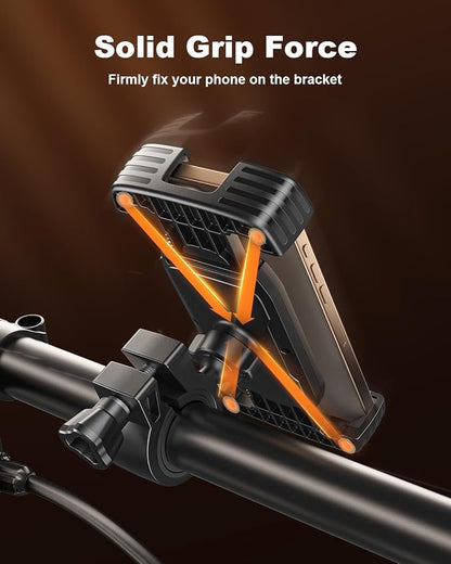 SUPERONE Bike Phone Holder, [Silicone Wrapped] [1s Lock] Motorcycle Cell Phone Holder Mount, Bicycle Scooter Handlebar Clamp for iPhone 17 16 15 Air Pro Max, S25 S24 Ultra, More 4.7-7.2" Phones