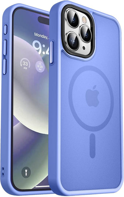 MOCCA Strong Magnetic for iPhone 15 Pro Max Case, Compatible with Magsafe, 13FT Military Drop Protection, Slim Translucent Matte Shockproof Case for iPhone 15 ProMax Case 6.7'', Blue