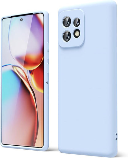 oakxco for Motorola Moto Edge Plus 2023 Case Silicone, Thin Slim Grip Soft Rubber Gel Protective Phone Case for Women, Matte Plain Solid Color Aesthetic Cute Girly Case with Camera Cove, Light Blue
