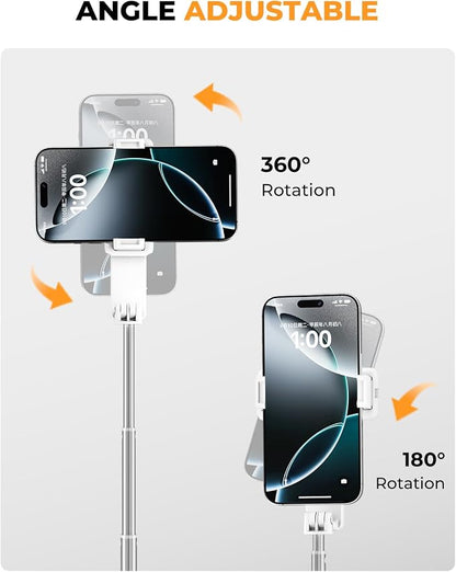 Selfie Stick for iPhone, Selfie Stick Tripod with Wireless Remote, Foldable & Portable Phone Tripod Stand for iPhone Android, Pocket-Size for Travel, Vlog, Video Recording