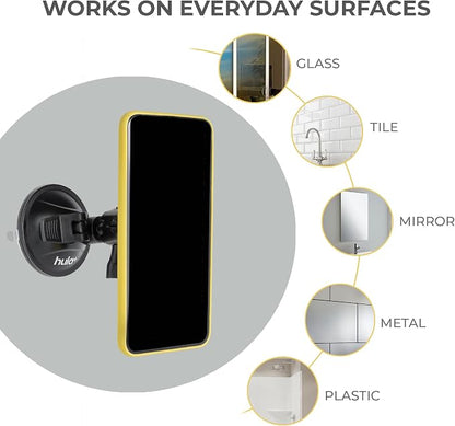 hula+ Magnet Phone Holder Reusable Stand, Portable Mount for Shower Mirror Kitchen Window & Bathroom Compatible with All Phones, Ideal for Content, TikTok, Instagram, Movies & Music