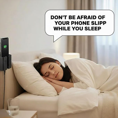 Wall Phone Holder 4 Pack, Adhesive Wall Mount Phone Holder, No Drill Cell Phone Holder for Bedside, Bathroom & Kitchen, Universal Mobile Holder for iPhone & Android, Strong Adhesive