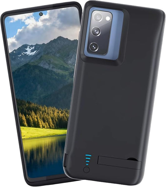 Compatible With S20 Fe Battery Case 5000Mah Kickstand, Full Edge Protection, Portable Charger, Matte Black, 16.7 X 7.0 X 1.6 Cm