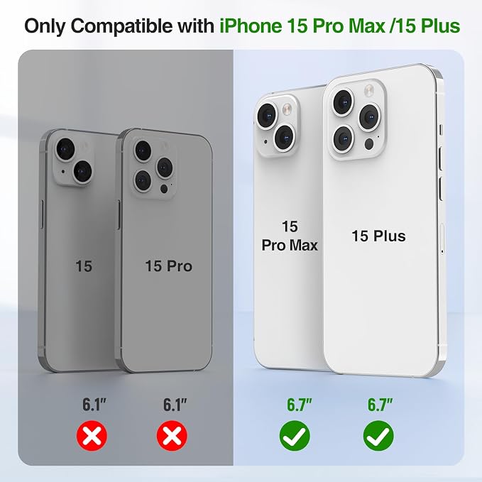 GIN FOXI Battery Case for iPhone 15 Pro Max/15 Plus, Rechargeable Charging Case 8000mAh 15W Ultra Slim Portable Extended Power Bank Case Cover Juice Box Built-in Cable, Red(6.7”)