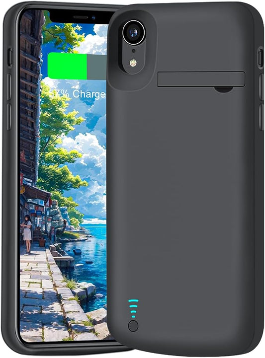 [New 2026 Battery Case for iPhone XR, 6000mAh Rechargeable Extended Battery Charging Charger Case, Add 1.55x Extra Juice (6.1 Inches) Black