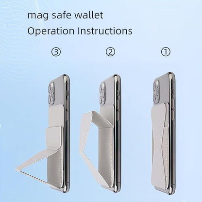 for MagSafe Wallet RFID Blocking, 2 Card Holder, Stand Strong Magnetic Grip, Slim Leather Phone Wallet, Compatible with iPhone 17/16/15/14/13/12 Series (Gray Small Support)