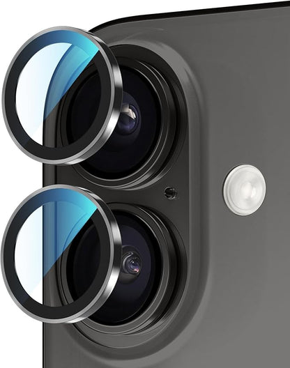 PandaShield 2-Pack Camera Lens Protector for iPhone 17/16/16 Plus, [Anti-Reflection & 98% High Transparency], 9H Explosion-Proof Glass, Anti-Scratch, Easy Installation, Case Friendly, Black