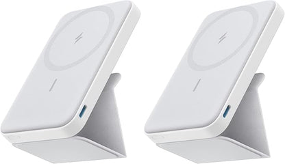 Anker 622 Magnetic Battery (MagGo), 5,000mAh Foldable Magnetic Wireless Portable Charger with Stand and USB-C Port (On The Side), Magsafe-Compatible for iPhone 16/15/14/13 Series (Pack of 2)