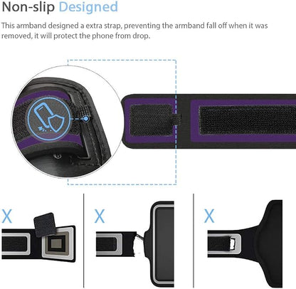 Galaxy FE Armband, JEMACHE Armband for Samsung Galaxy S25/S24/S23/S21 FE, S25 Edge, Gym Running Workouts Phone Arm Band (Purple)