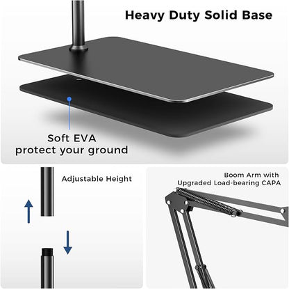 Magnetic Bed Phone Holder for Laying Down, Bedside Floor Stand with Adjustable Arm for iPhone, Headboard Phone Mount for Reading Watch Movies