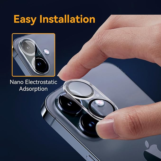 Camera Lens Protector for iPhone 16 6.1" / iPhone 16 plus 6.7"/ iPhone17 6.3",9H Tempered Glass，Ultra HD, Scratch Resistance Easy to Install，Case Friendly，[Does not Affect Night Shots] 3-Pack