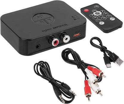 M2R Bluetooth 5.4 Audio Receiver 3.55mm RCA Bluetooth Adapter for Stereo Wireless Audio Receiver/USB Flash Drive/NFC One Touch Connection for Home and Car Stereo System Speakers