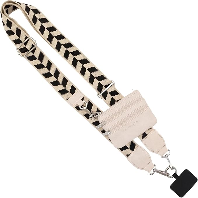 Save the Girls Original Clip and Go Phone Strap Pattern - Crossbody Phone Strap Chain with Zipper Wallet Pouch