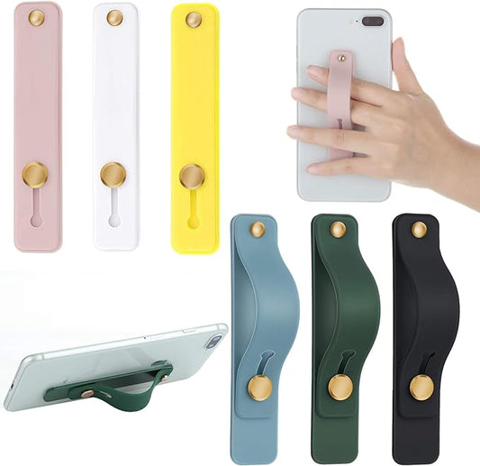 Weewooday 6 Pieces Phone Grip Holder Cell Phone Grip Strap Telescopic Finger Strap Stand Universal Finger Kickstand for Most Smartphones(Chic Colors)