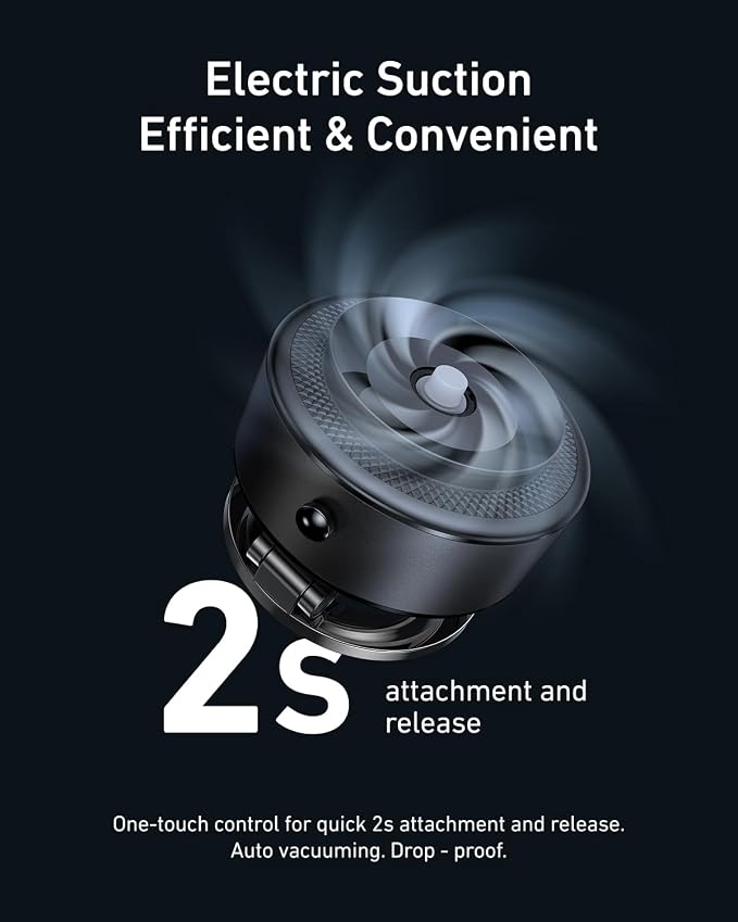TELESIN Electric Magsafe Car Mount Vacuum Magnetic Car Phone Holder 105N 360° Reinforced Adjustable Swivel Lock, Suction Cup Phone Mount for Your Car/Gym/Mirror/iPhone & Android