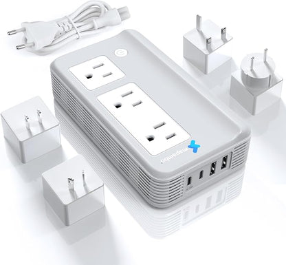 Mapambo Voltage Converter US to Europe for Hair Straightener and Curling Iron, 220V to 110V Converter for European Travel, European Travel Plug Power Adapter C A G I with 35W Fast Charging