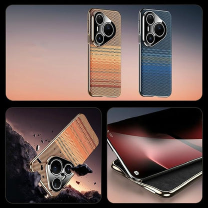 Shell for Huawei Pura 80 Ultra/80 Pro +/80 Pro/80, Electroplating Soft Edge Full Camera Protection Carbon Fiber Texture Leather Cover, 80 Pro +,Blue