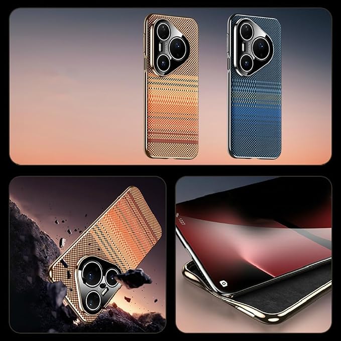 Shell for Huawei Pura 80 Ultra/80 Pro +/80 Pro/80, Electroplating Soft Edge Full Camera Protection Carbon Fiber Texture Leather Cover,80,Orange