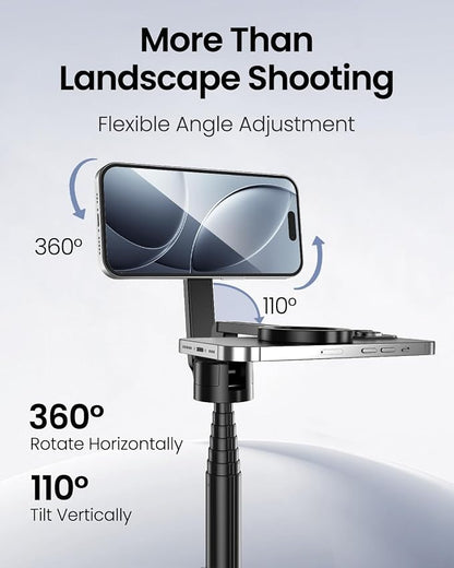 UBeesize 70" Auto-Open Magnetic Tripod for iPhone, MagSafe Selfie Stick with Remote, Portable Phone Stand for Recording, Travel and Vlogging, Compatible with iPhone/Android (Black)