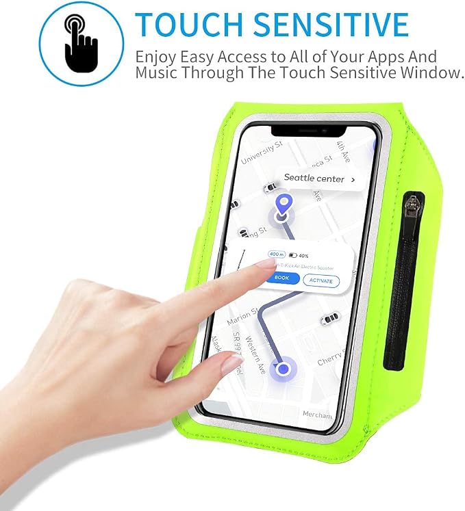 Running Armband with Earphone Bag Cell Phone Armband for iPhone 17 16 15 Pro 14 Plus 13 11 XR, Galaxy S24/S10 Water Resistant Sports Phone Holder Case & Zipper Slot Car Key Holder for 6.7 inch Phone