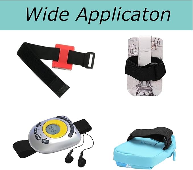 Universal Elastic Adjustable Sport Armband Strap for All Models of iPod with Silicone or MP3 or Leather Case and Multifunctional Outdoor Arm Bag with Armband Slots (2-Pack, Black)