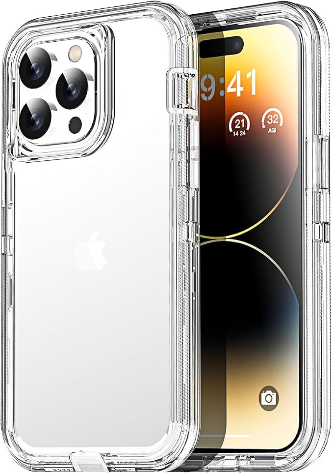 AICase for iPhone 14 Pro Case Clear 3 in 1 Heavy Duty Drop Protection Full Body Rugged Shockproof/Dust Proof 3-Layer Military Protective Tough Durable Cover for iPhone 14 Pro 6.1"_1