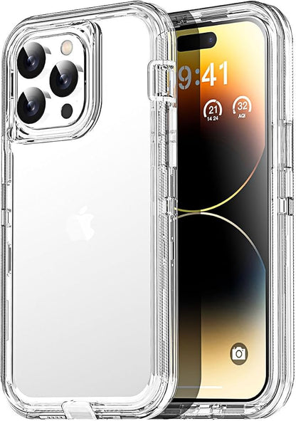 AICase for iPhone 14 Pro Case Clear 3 in 1 Heavy Duty Drop Protection Full Body Rugged Shockproof/Dust Proof 3-Layer Military Protective Tough Durable Cover for iPhone 14 Pro 6.1"_1