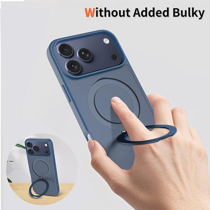 Ultra-Magnetic Stand for iPhone 17 Pro Case [Military Drop Protection] [Compatible with MagSafe] Shockproof Translucent Matte Slim Ring Holder Case for iPhone 17 Pro (Blue)