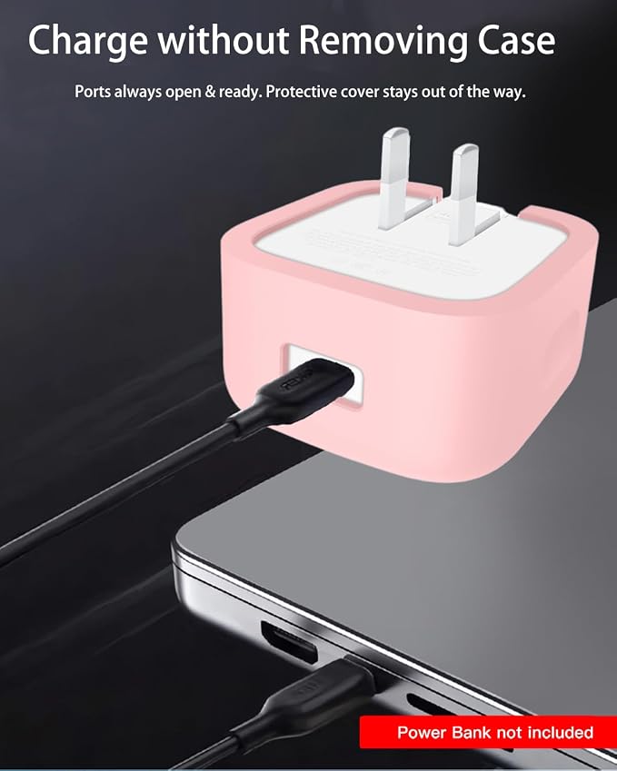 Silicone Case for Apple 40W Dynamic Power Adapter,Soft Silicone Protective Cover for Dynamic Power Adapter,Shockproof,Fall-Resistant,Pink
