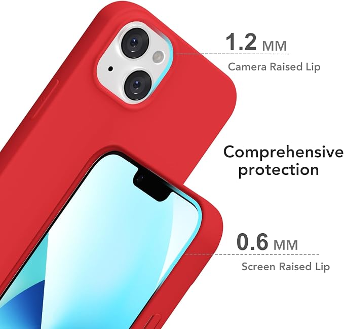 for iPhone 14/ iPhone 13 Case Silicone Compatible with Magsafe Case, Ultra Slim Thin Magnetic Phone Cases Mag Safe, Cute Soft Rubber Gel TPU Matte Wireless Charging Cover for Women, Red