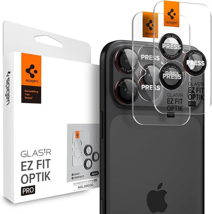 Spigen Camera Lens Screen Protector [GlasTR EZ Fit Optik Pro] Designed for iPhone 17 Pro Max | iPhone 17 Pro | iPhone 16 Pro Max | 16 Pro | iPhone 15 Pro Max | 15 Pro - L-Series [2 Pack]